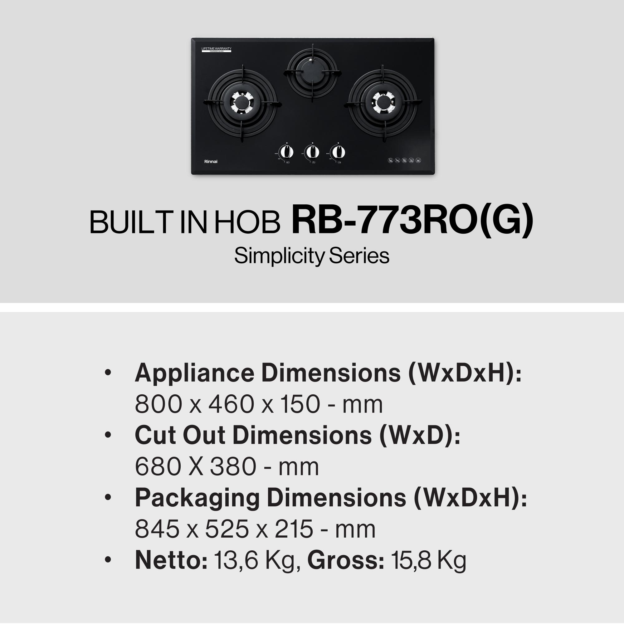Rinnai Kompor Gas Tanam 3 Tungku - RB773ROG